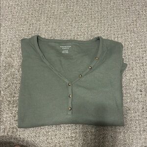 American Eagle Outfitters Olive Green Henley Top